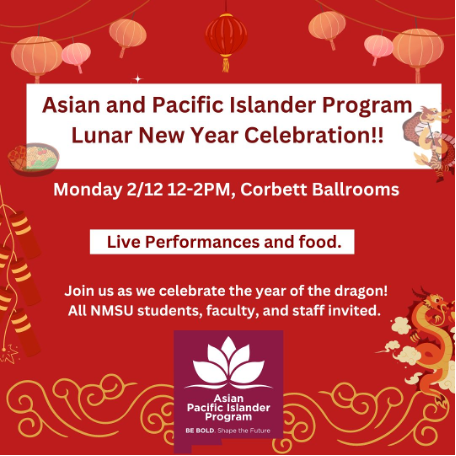 Flyer for the Asian and Pacific Islander Program Lunar New Year Celebration. 