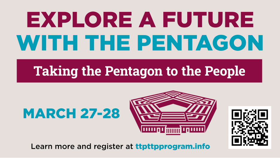 Flyer for the taking the pentagon to the people event. 
