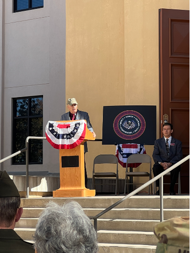 Speaker at the Military and Veterans Appreciation ceremony at the NMSU Memorial Tower.