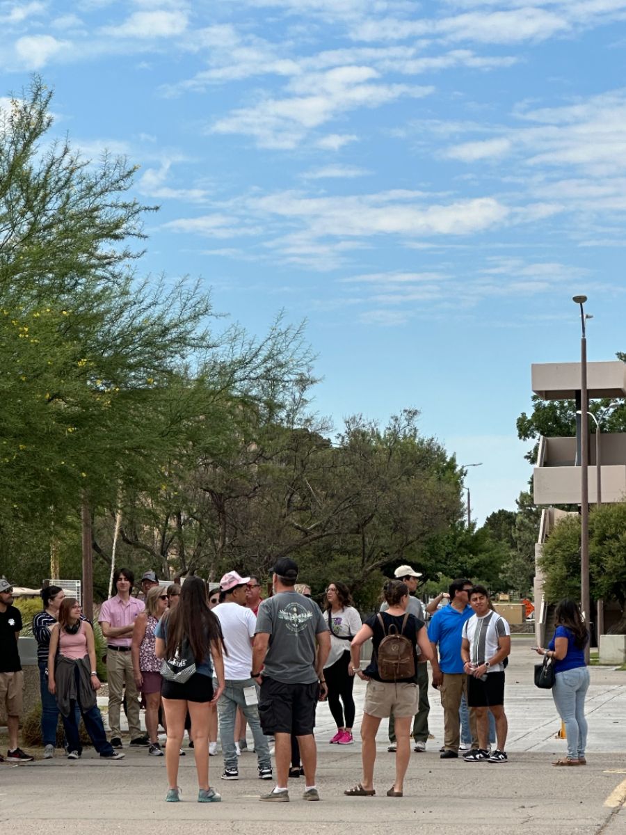 Group of future NMSU students and their parents during an Orientation. 