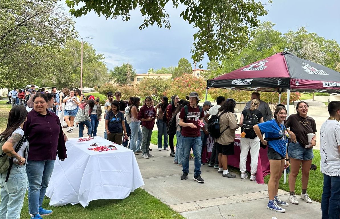 NMSU Students waiting for Ice Cream at the annual College of Arts & Sciences ice cream social. 